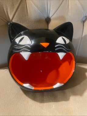 Halloween wide cat candy dish